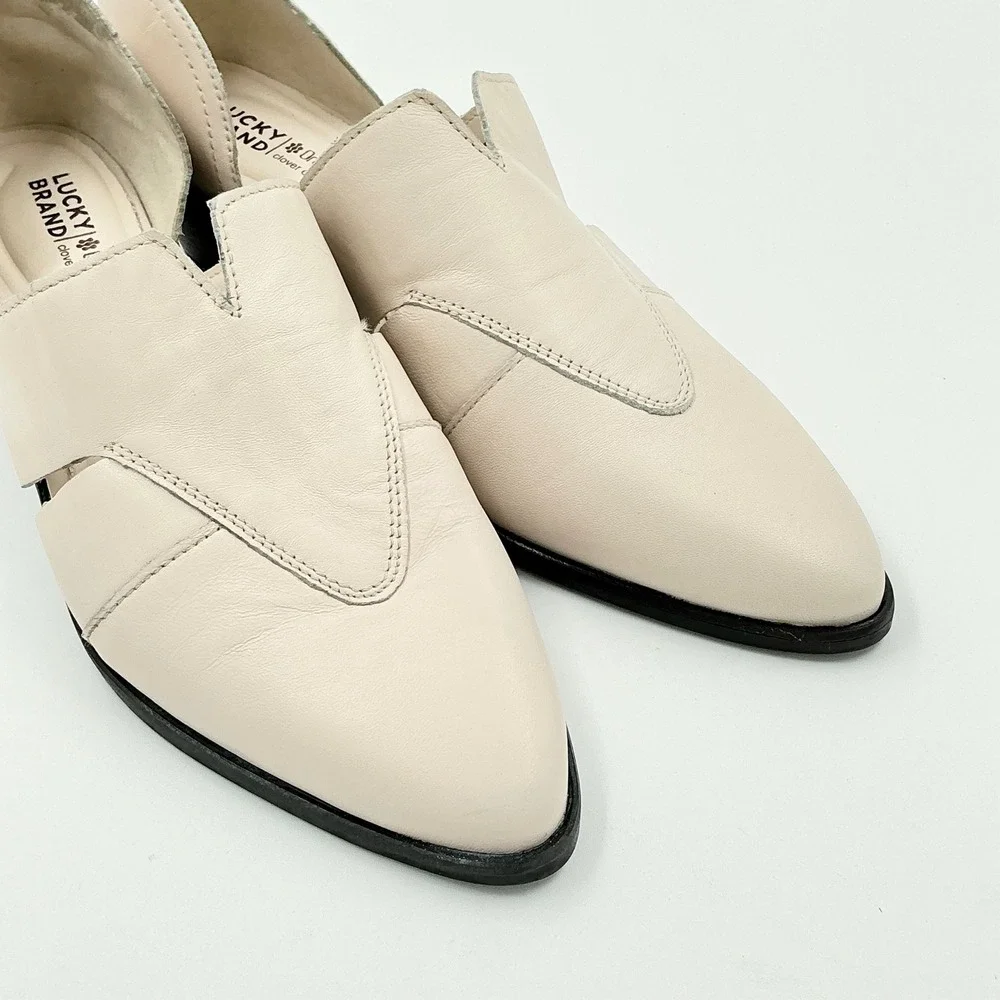 Lucky Brand Size 9 Beige Leather D'Orsay Block Heel Shooties NEW Minnsy $99